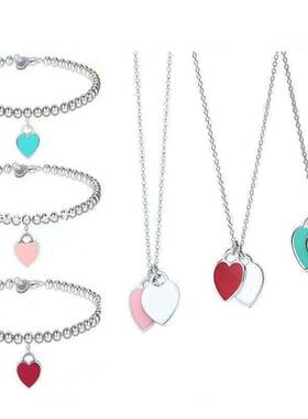 粉色爱心吊坠项链手女款简