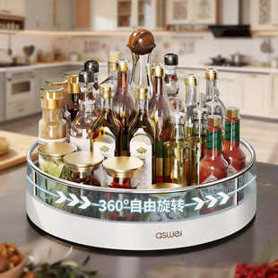 厨房调料品置物架多功能新款台面靠墙收纳神器家用大全灶台上旋转