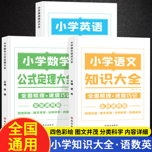 小学语文知识大全全国版 四五六年级考点归纳宝典小升初资料包学霸工具书籍 定理基础汇总英语语法图解手册集锦全国通用版 数学公式