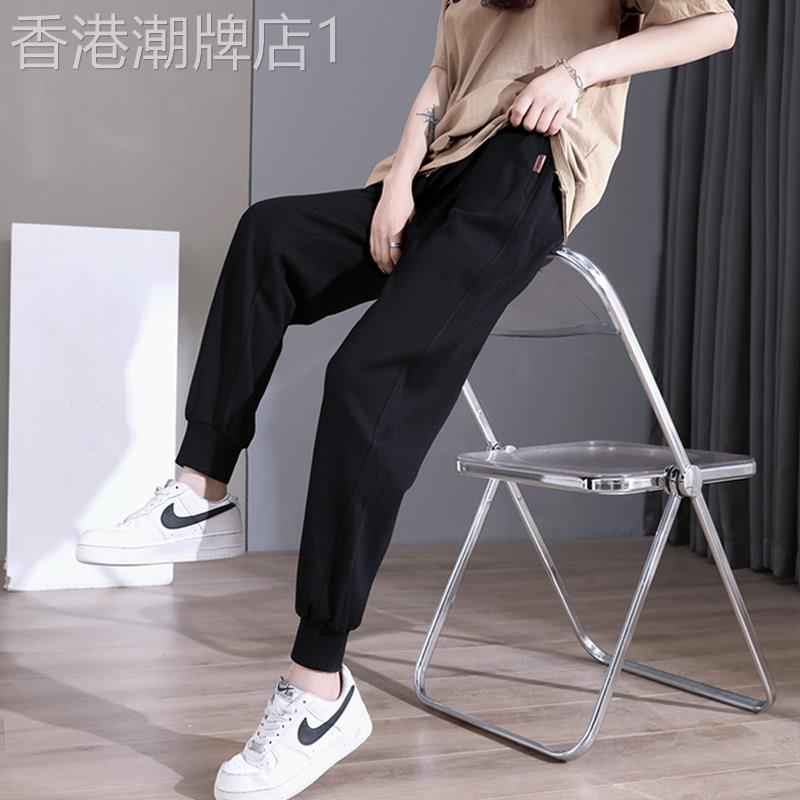 潮牌时尚百搭黑色运动束口裤女春秋季2026年新款小个子休闲哈伦裤
