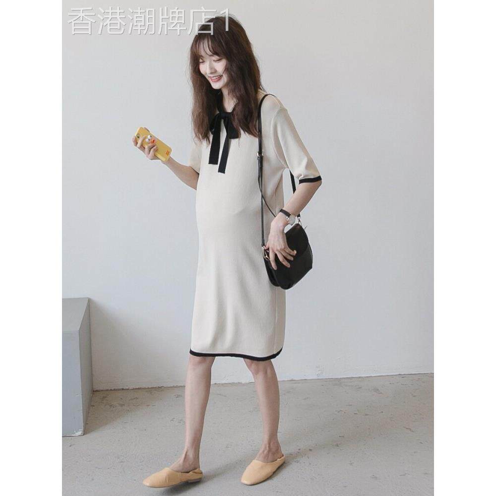 孕妇冰丝连衣裙2025年夏装小清新仙女领中长款孕妇装夏天裙子夏季