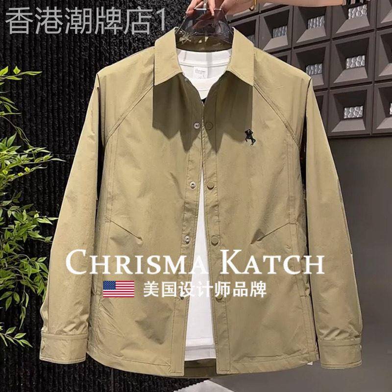出口美国Chrisma Katch~薄款单层翻领夹克休闲上衣男装衬衣百搭