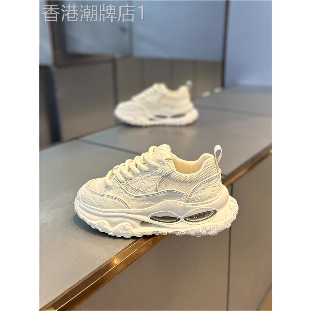 潮牌欧洲站男鞋2025秋季新款透气厚底气垫真皮百搭运动休闲小白鞋