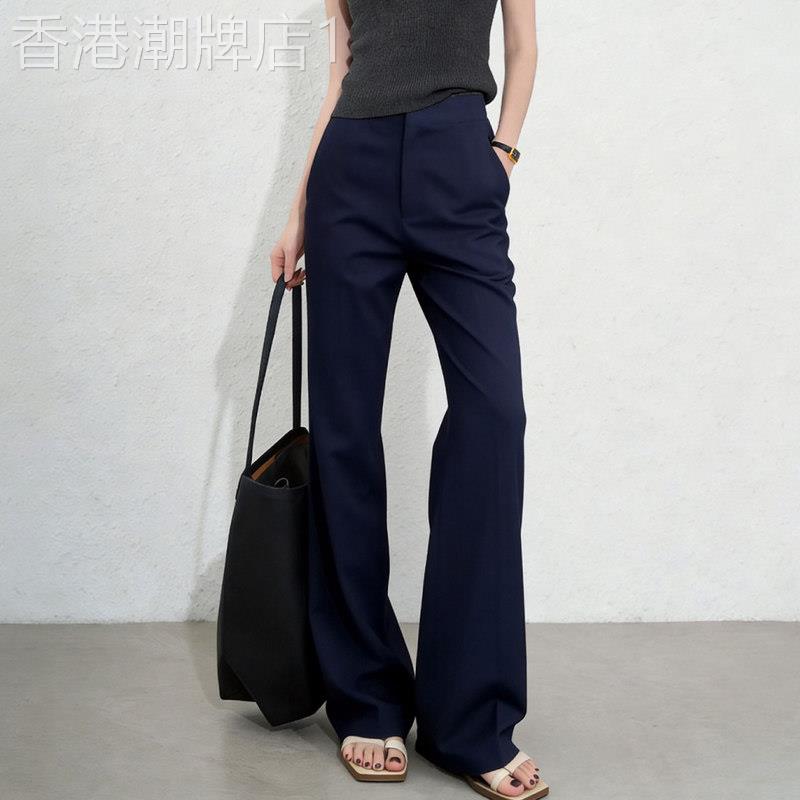 藏青色微喇叭裤女2026夏季新款百搭气质高腰时尚优雅风修身西装裤