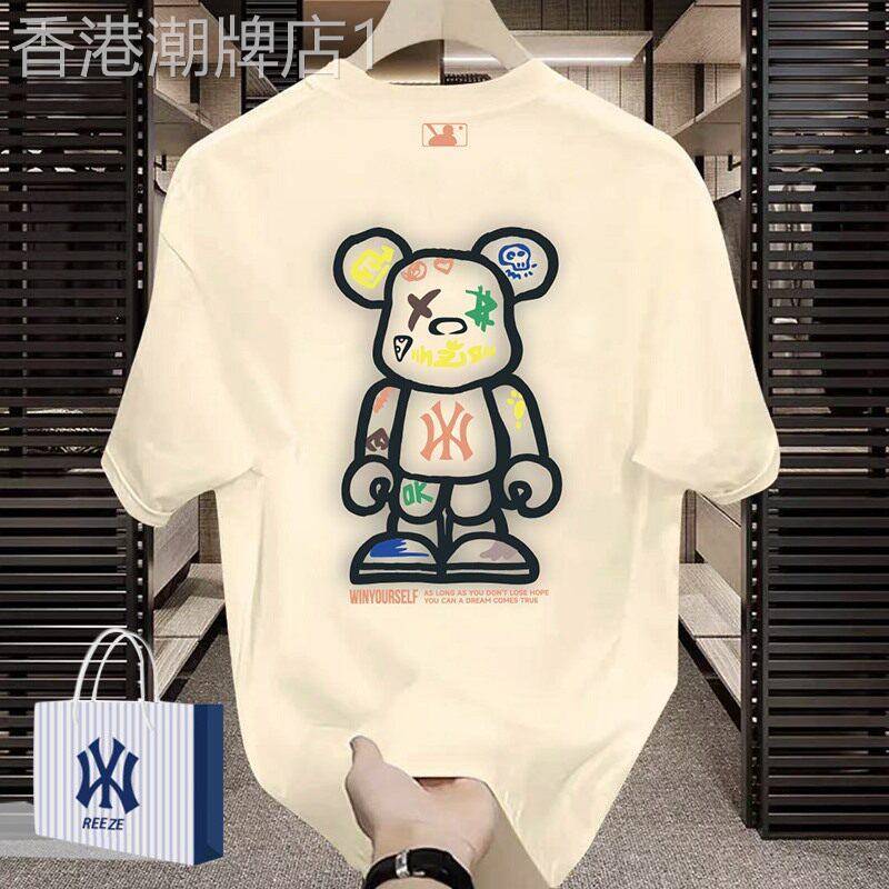 轻奢时尚2025夏季高品质时尚潮流印花男女款圆领休闲半袖体恤衫潮