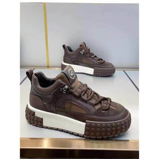 男鞋冬季加绒2025新款时尚厚底休闲鞋皮面运动小白棉鞋保暖老爹鞋