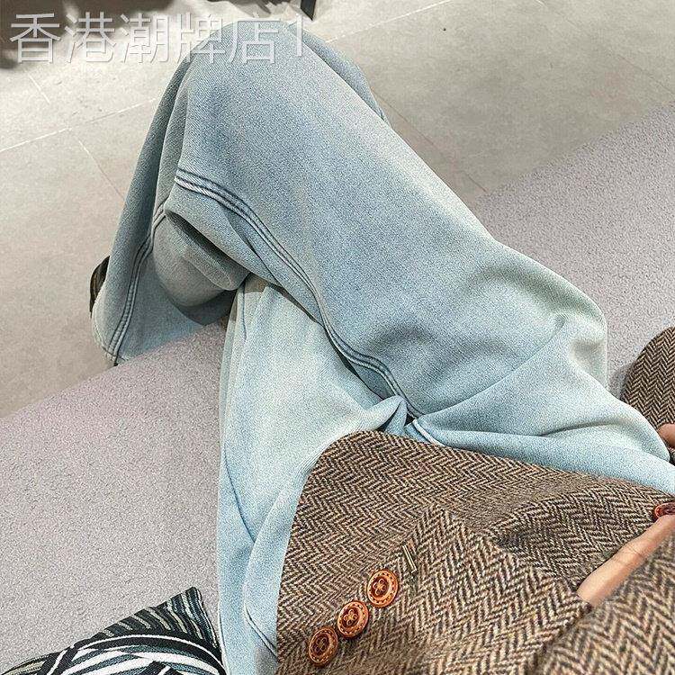 孕妇裤子春夏季外穿新款阔腿牛仔裤孕早期可调节托腹直筒拖地长裤