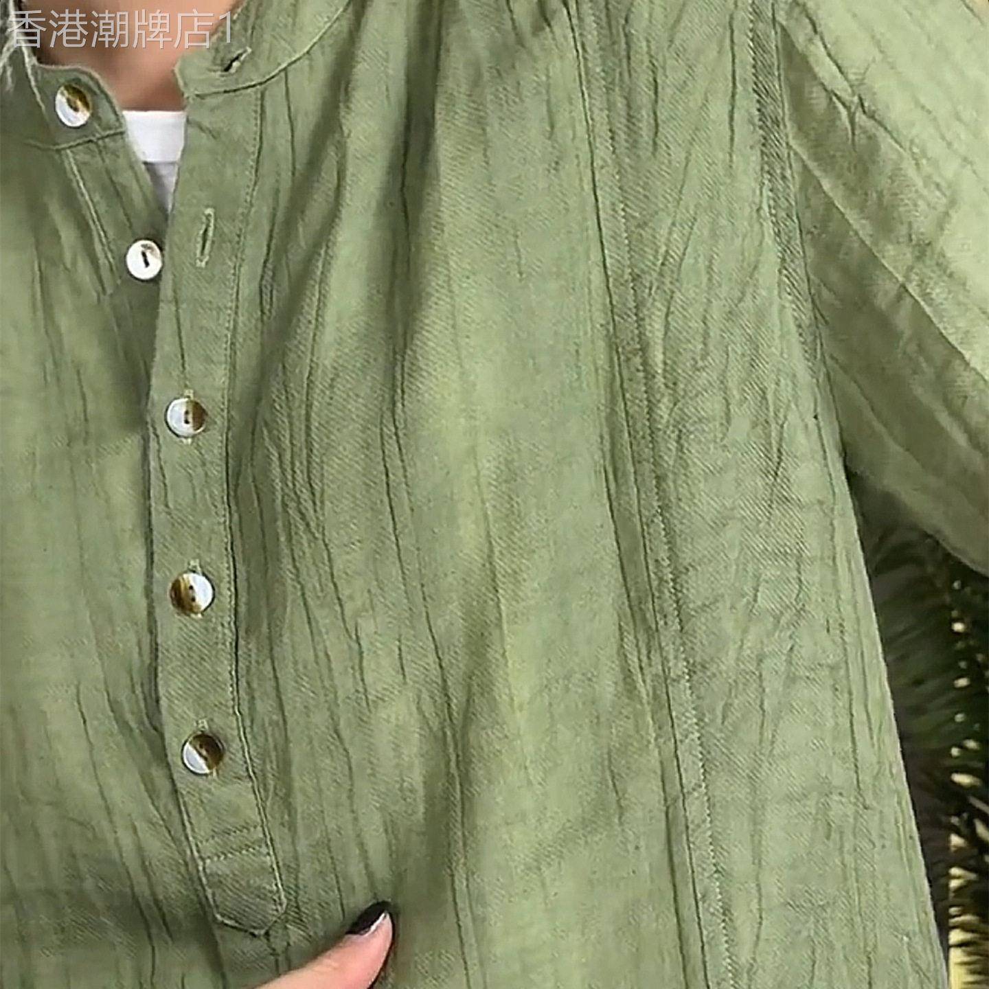 高端莱赛尔天丝亚麻t恤男褶皱免烫新中式苎麻短袖polo衫宽松上衣