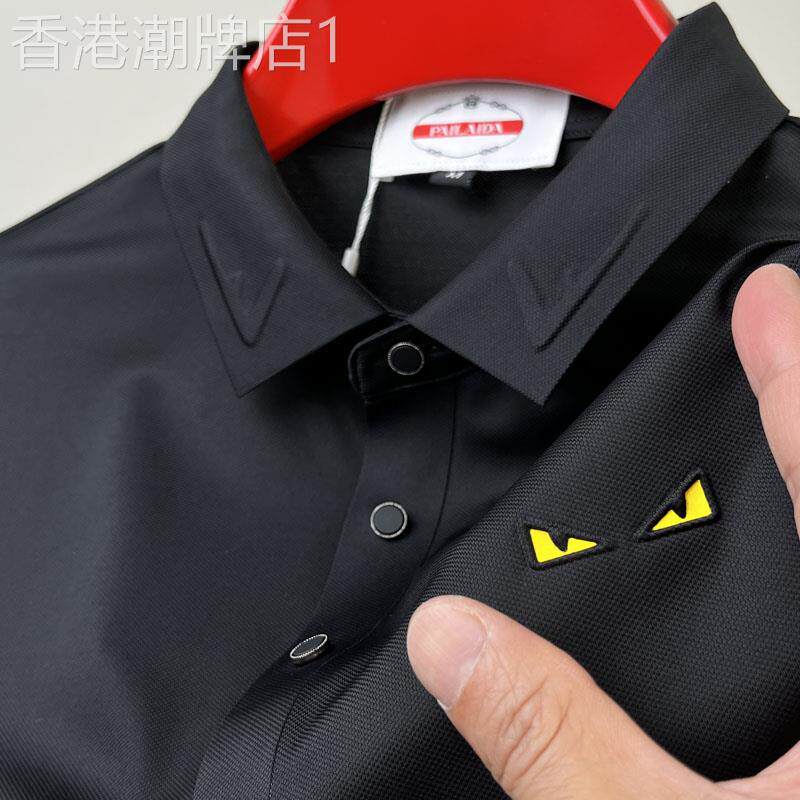 无痕压胶小怪兽翻领短袖男士T恤 欧货夏季高端Polo衫冰爽丝光棉