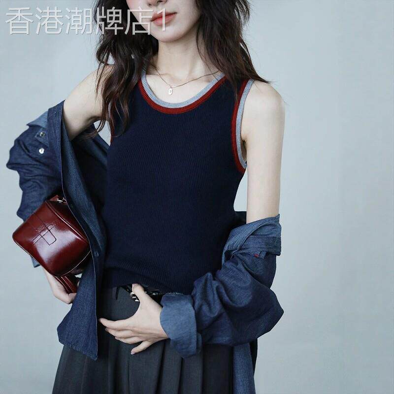 日本撞色吊带背心女内搭2026新款可外穿修身显瘦百搭打底无袖上衣