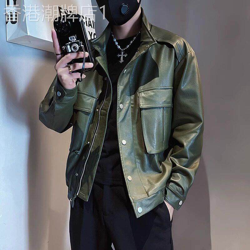 高端皮衣男士外套春秋冬季2025年新款高级感加绒机车PU皮夹克男款