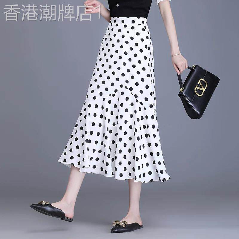 雪纺波点减龄鱼尾裙女2026新款夏季垂感包臀裙遮胯显瘦A字裙子