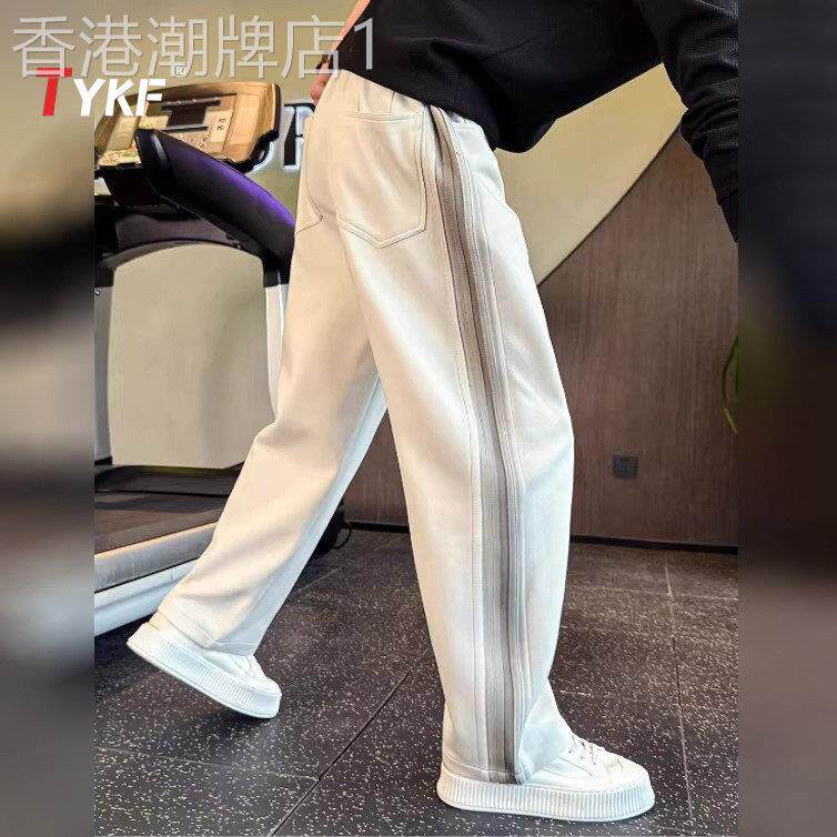 潮牌撞色条纹卫裤男士2026新款春秋季男裤运动宽松直筒休闲裤男款