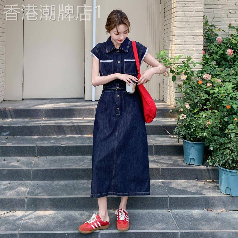 法式蕾丝拼接牛仔连衣裙女2026新款夏季气质高级感别致收腰衬衫裙