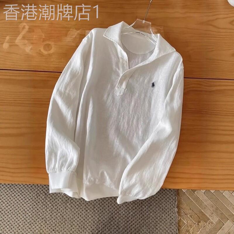 潮牌老钱风刺绣长袖衬衫男夏季潮流凉感衬衫轻奢雅痞时尚外套上衣