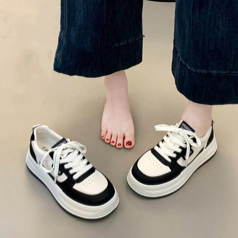 香港厚底黑白熊猫真皮板鞋女2025新爆款秋冬季百搭小白运动休闲鞋