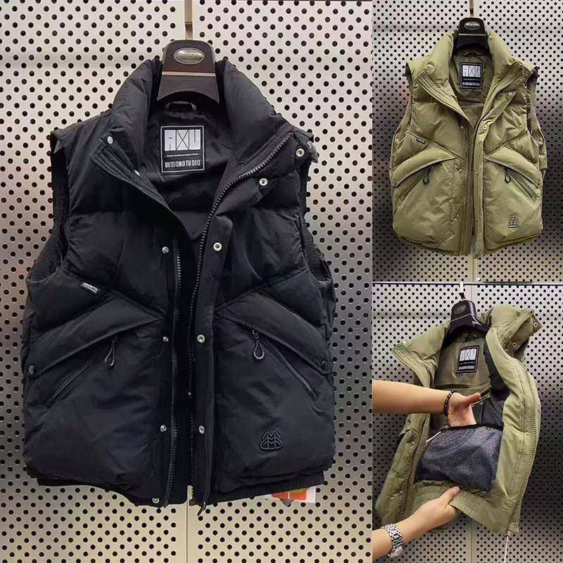 高端工装立领羽绒马甲男2025冬季加厚休闲百搭无袖外套白鸭绒坎肩,男装,羽绒马甲,淘宝优惠券,粉丝福利购,淘宝优惠卷