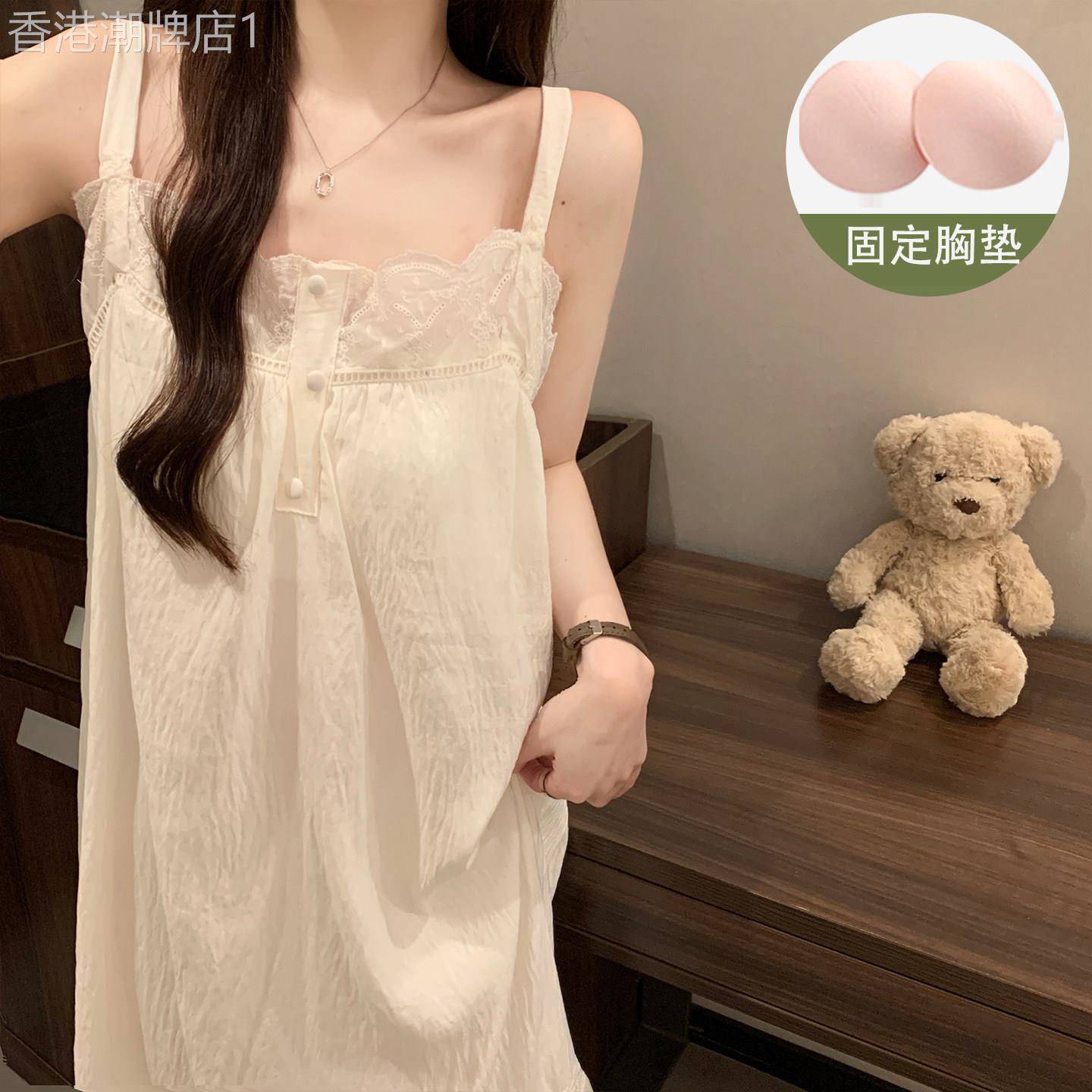 带胸垫一体吊带睡裙女2026夏季新款宽松孕妇连衣裙可外穿吊带睡衣