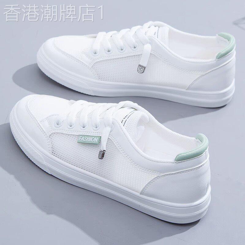 真皮网面小白鞋女2025年夏季新款百透气帆布薄款软底轻便运动鞋子
