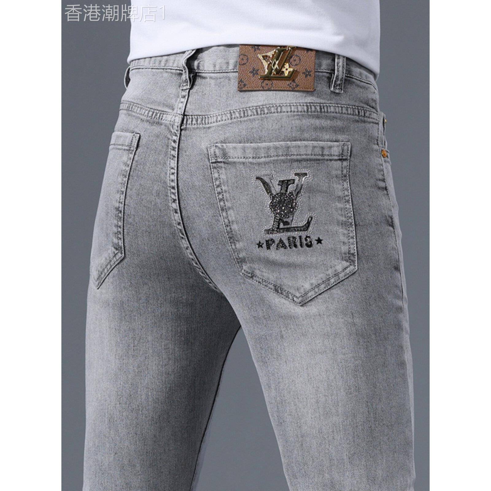 欧洲经典牛仔裤男士春夏修身韩式时尚品牌热钻石印花弹力休闲长裤