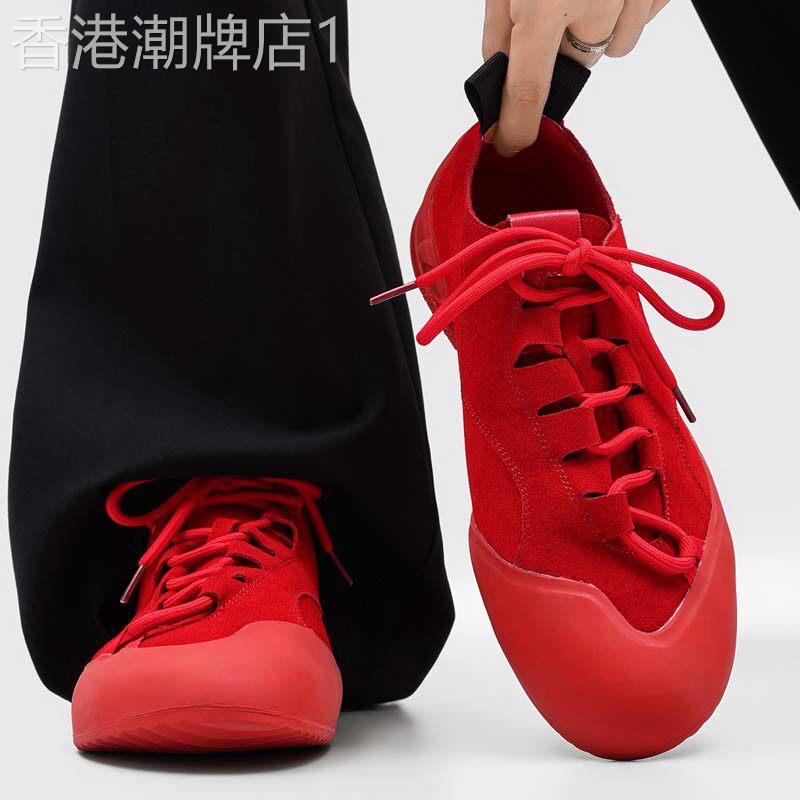 【高品质】红色德训鞋男真皮拳击训练鞋运动足球鞋休闲复古阿甘鞋