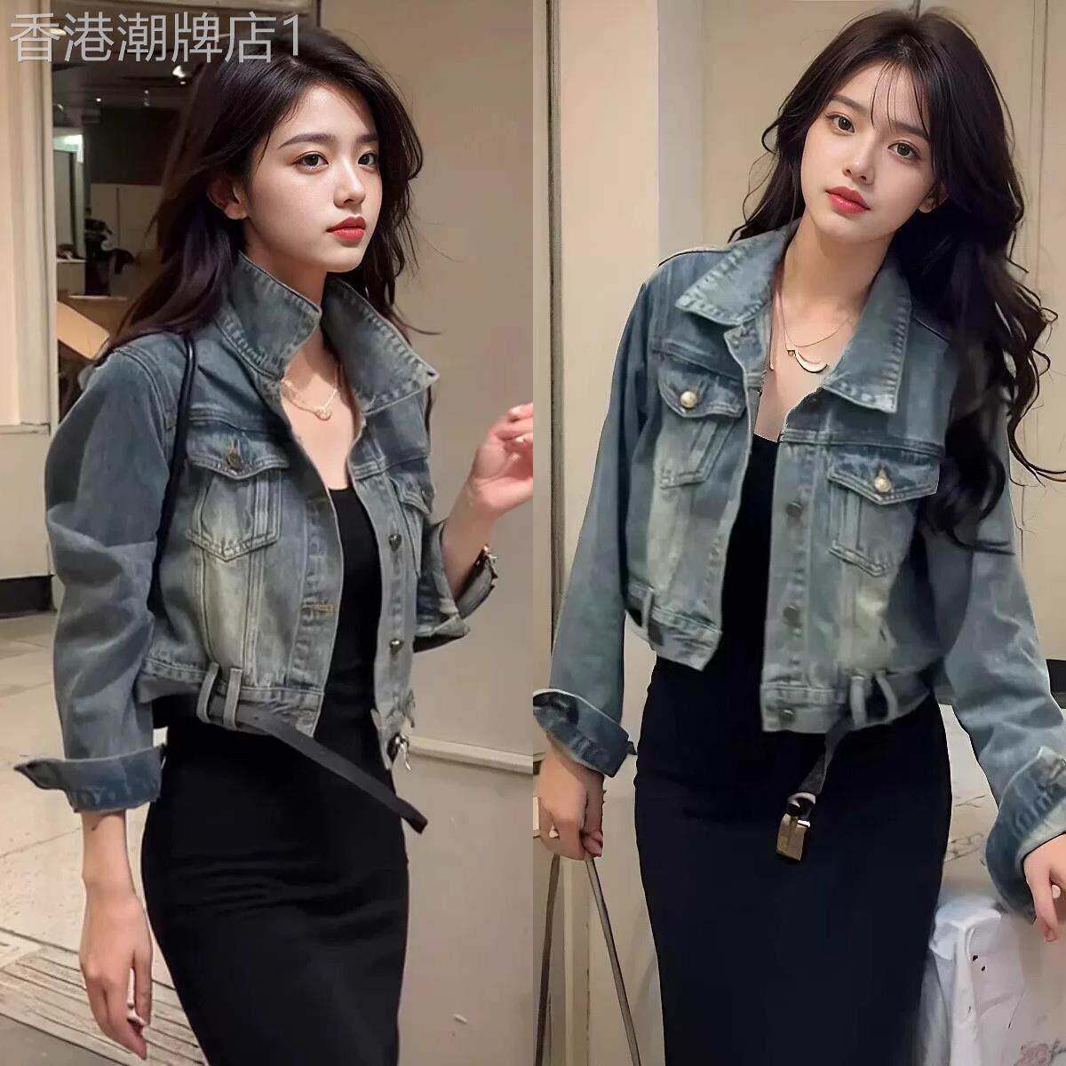 欧洲站复古做旧水洗牛仔外套女2025年秋季新款宽松短款夹克上衣潮