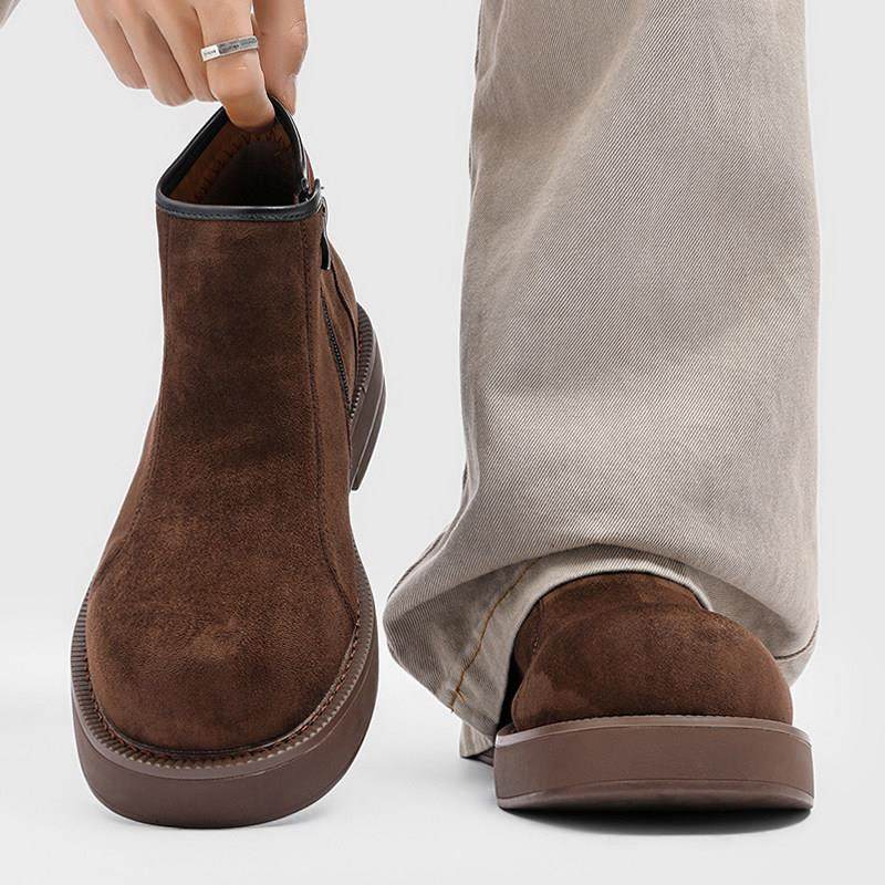 香港真皮马丁靴男款复古男鞋冬高级感痞帅靴子一脚蹬厚底切尔西靴