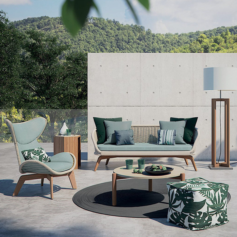 藤编庭院小沙发北欧民宿室外露台阳台绳编藤沙发茶几休闲组合家具