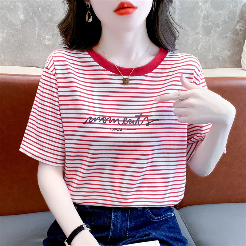 条纹短袖小众2024夏季新