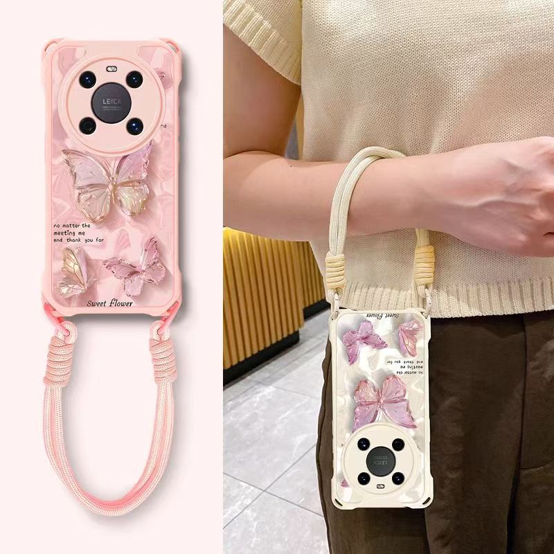 适用华为mate40手机壳挂绳oce-an10软mt40epro保护套5g镜头全包防摔meta40e个性创意maet40pro简约迈特40女款