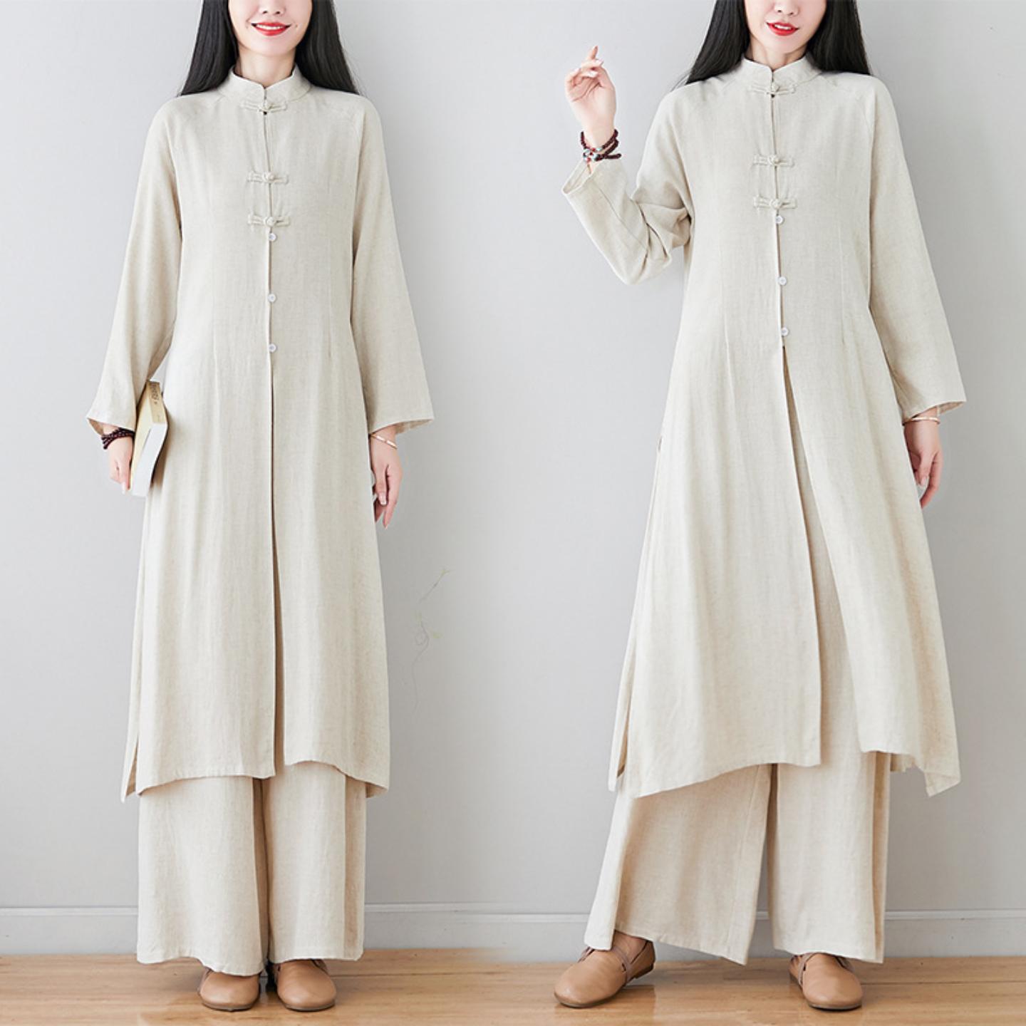 中国风棉麻茶服禅舞服女装秋冬