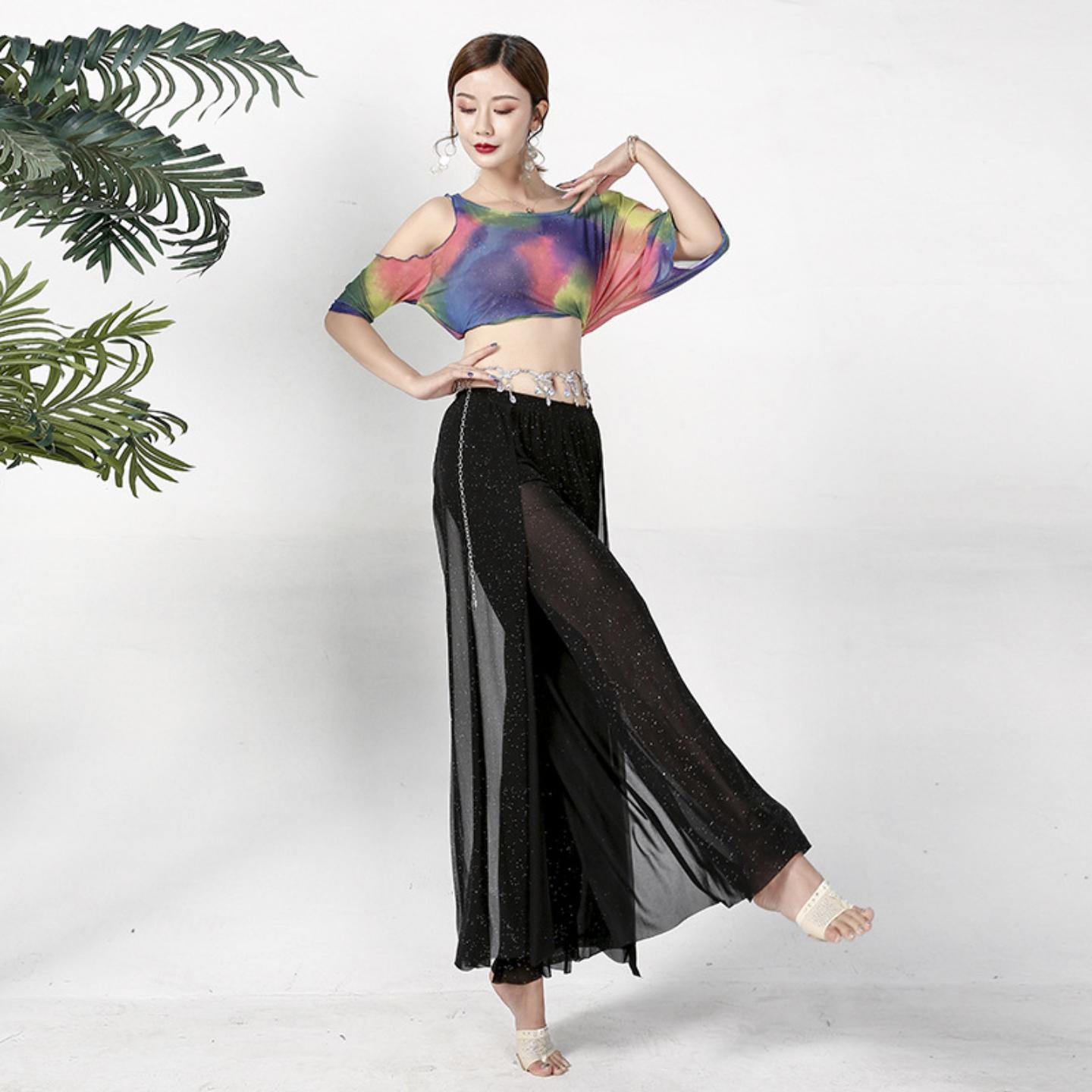 肚皮舞服装女广场舞上衣性感撒片
