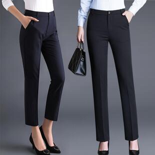 西裤女职业春夏薄款高腰直筒垂感显瘦黑色上班工作裤九分西装裤女