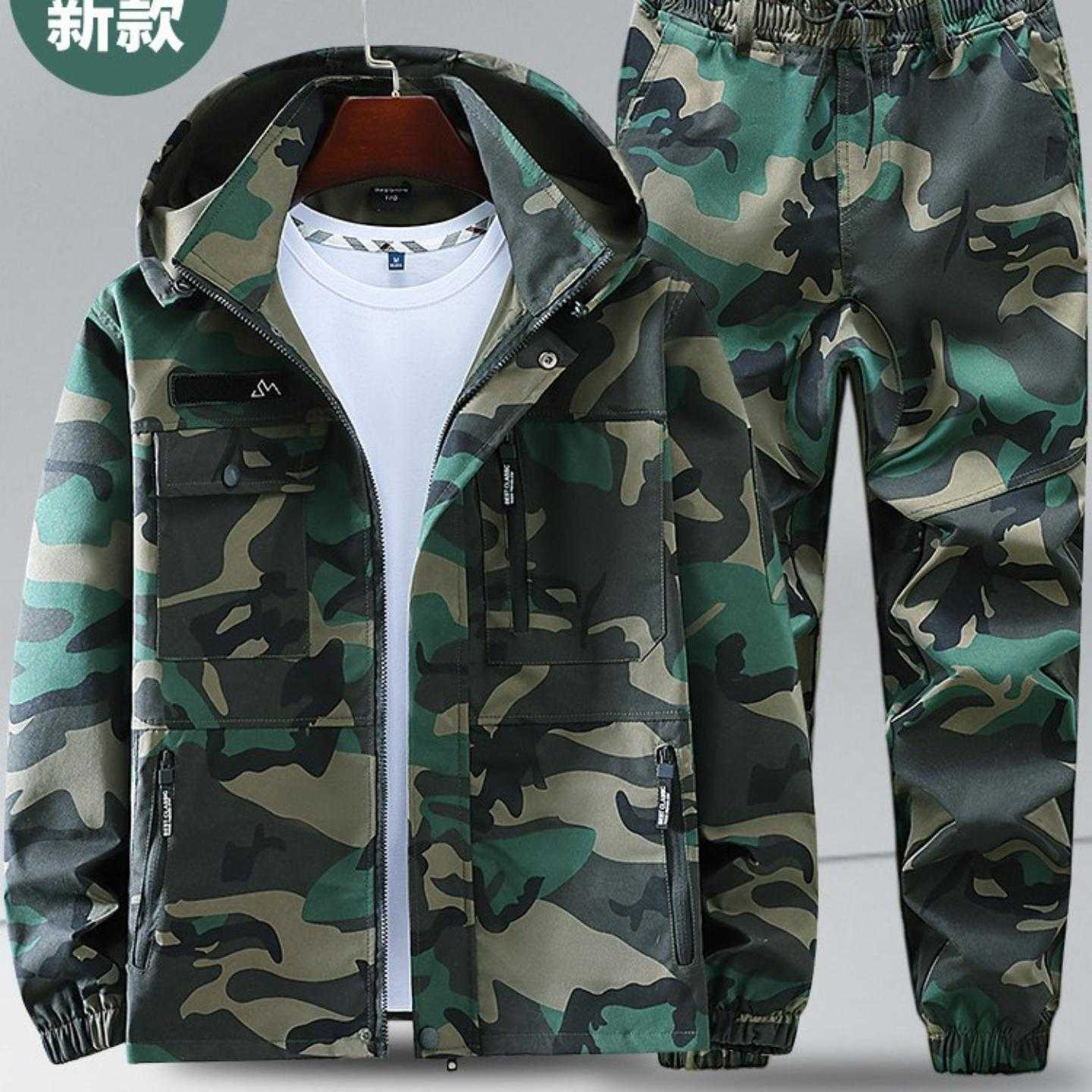 工作服套装男春秋季耐磨涤棉