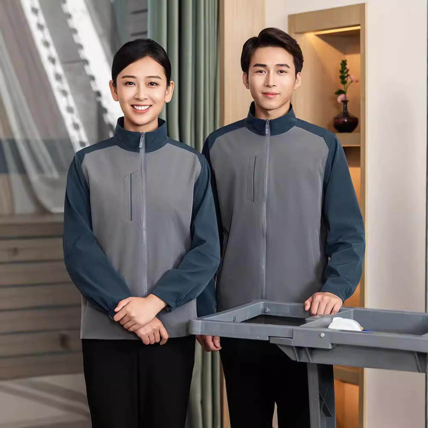 保洁工作服长袖加厚卫衣外套物业