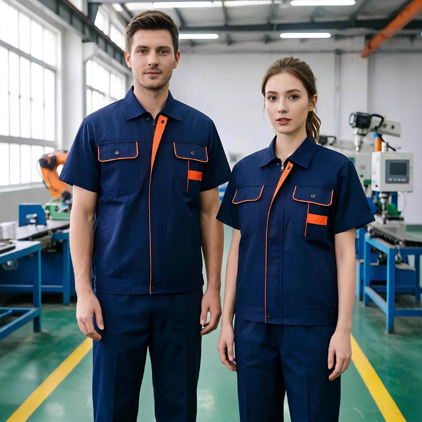 夏季工作服短袖套装劳保服全套定机电工装男装耐磨耐脏工人上衣制