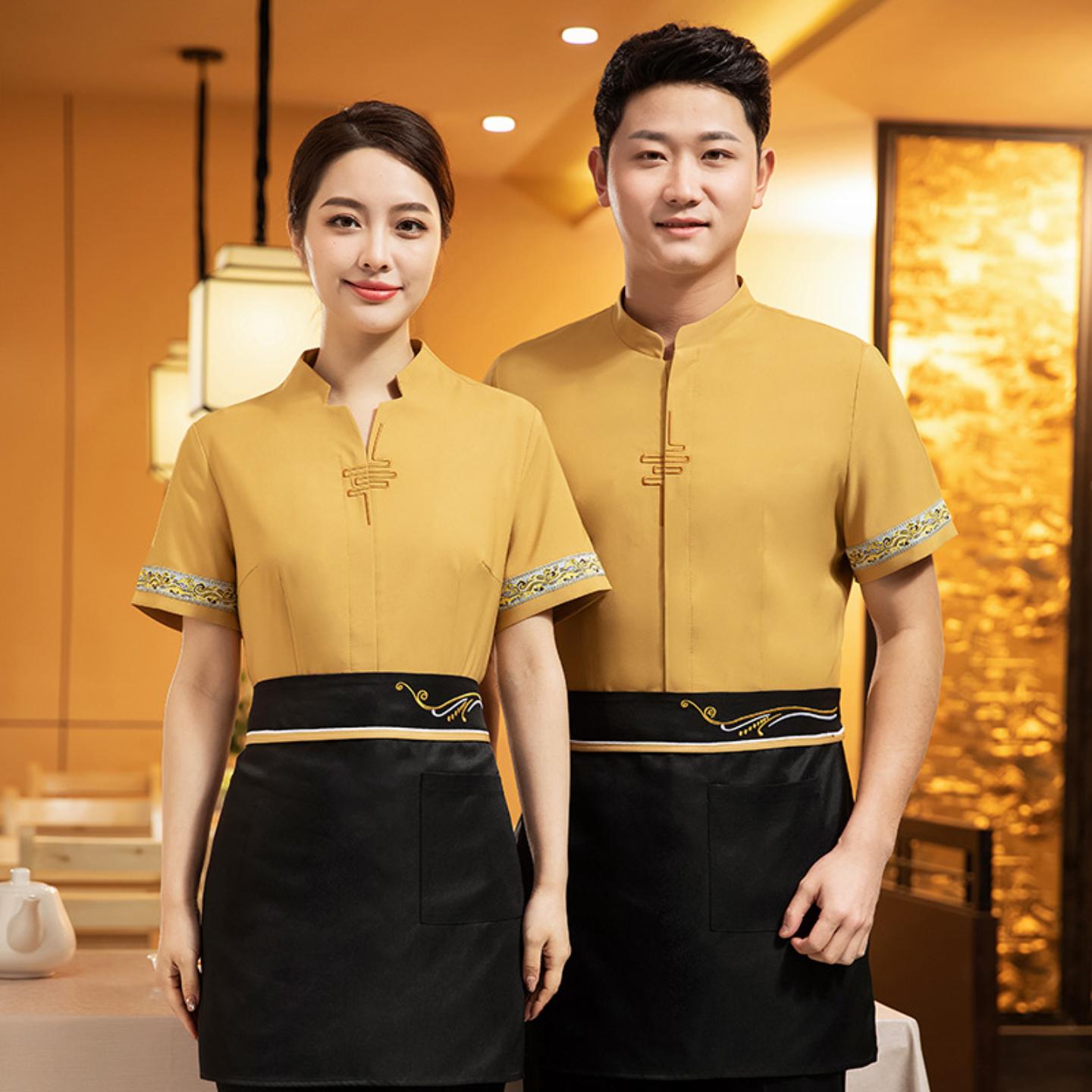 高档餐厅服务员工作服短袖新中式