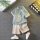 国学唐装 套装 男宝宝复古棉麻演出服儿童周岁礼服 汉服短袖 男童夏季