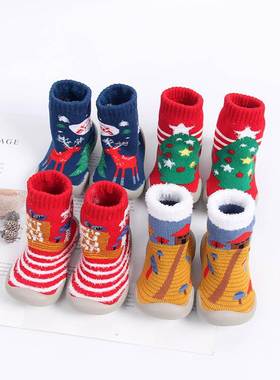 Christmas Thick Socks Shoes Children Soft Bottom Warm Toddle