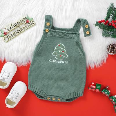 Christmas Baby Boys Girls Knit Overalls Romper Autumn Winter