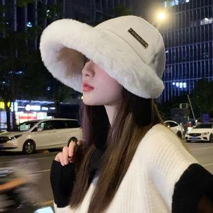 Ladies Panama Fluffy Bucket Hat Winter Warm Cold Protection