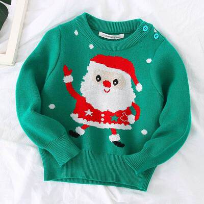 New Winter Christmas Kids Sweaters Boys Girls Clothes Santa