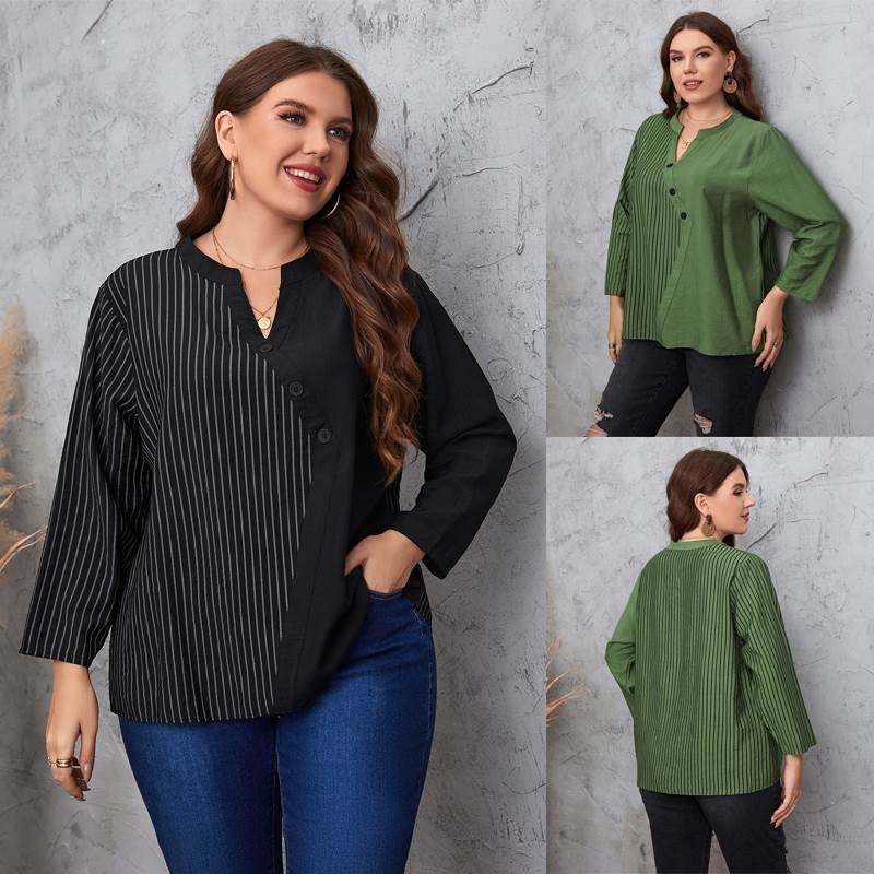 casual loose plus size women shirts 200斤大码女人衬衫上衣