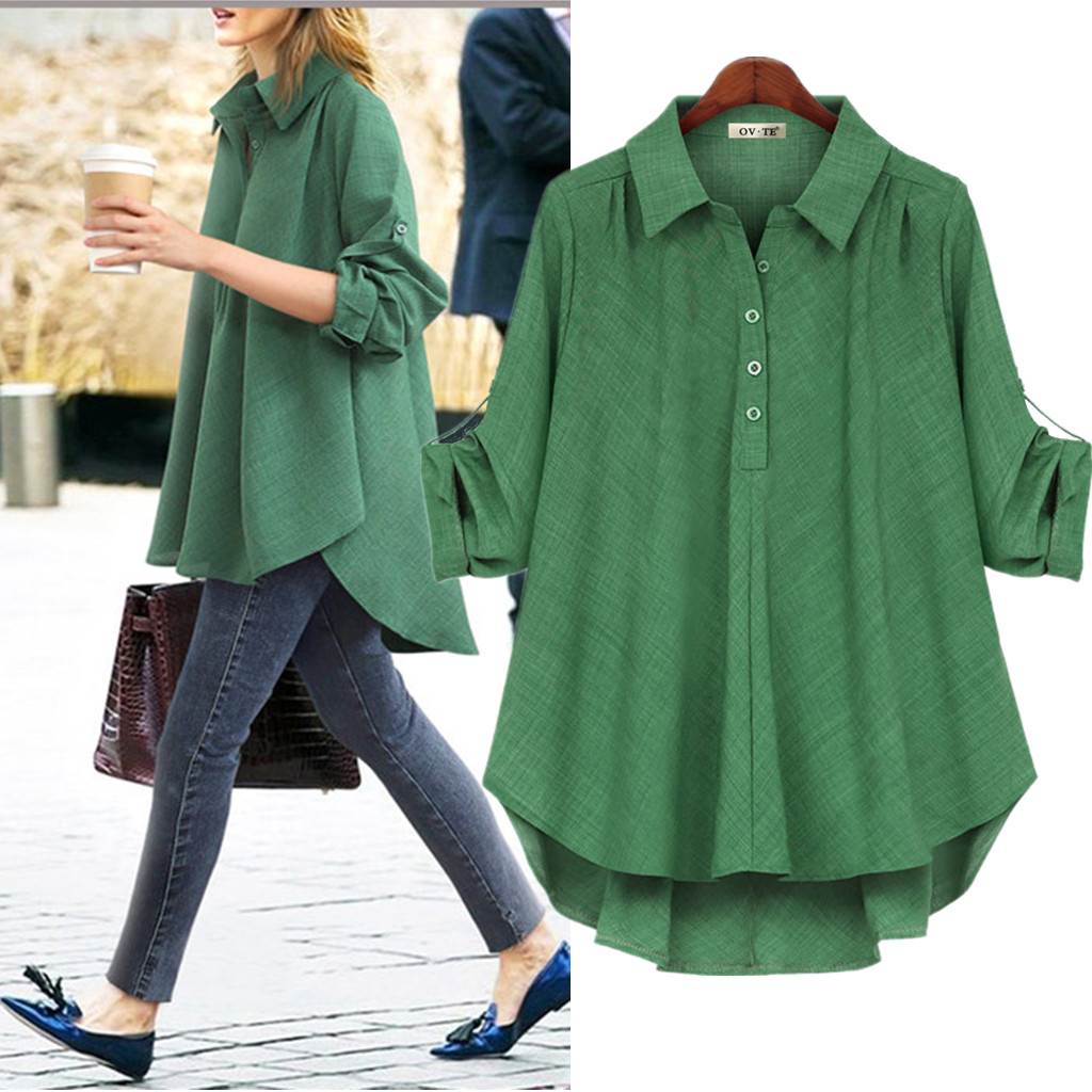 春秋新款女装欧美风双色面料长袖衬衫大码宽松显瘦中长款百搭上衣