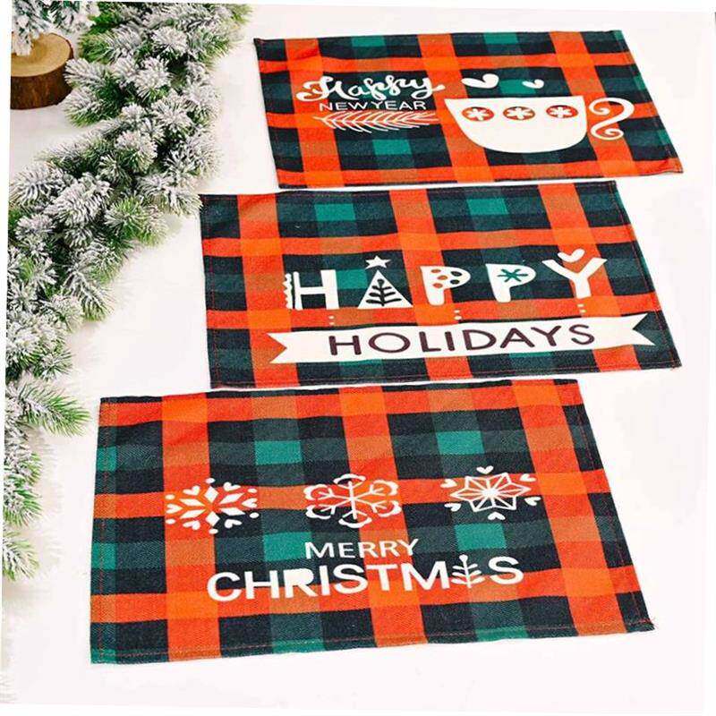 44*30cm Christmas Placemat Plaid Cloth Printed Placemat