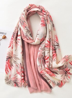 围巾 Retro Shawl Scarf Women 女丝巾 Silk Satin Cotton Long