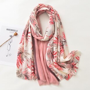 围巾 Retro Shawl Scarf Women 女丝巾 Silk Satin Cotton Long