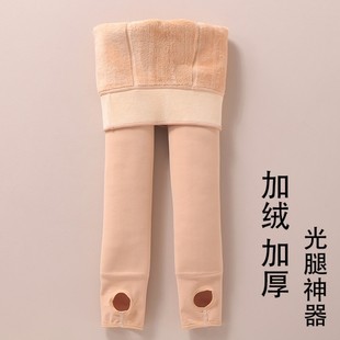 女童光腿神器冬季加绒儿童肉色打底裤加厚连裤袜肤色中大童踩脚裤
