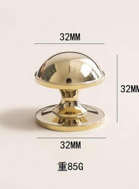 INDOORS纯黄铜法式轻奢半圆柜门把手橱柜衣柜门金色电镀小拉手