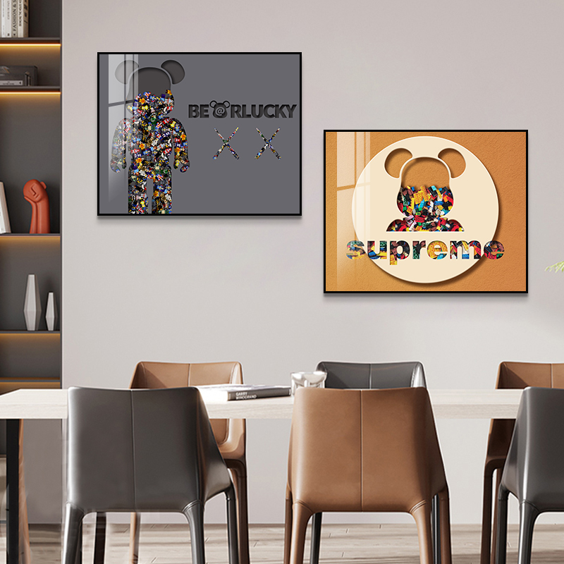 轻奢电表箱装饰画画暴力熊免打孔配电箱画画KAWS潮玩多媒体电闸盒